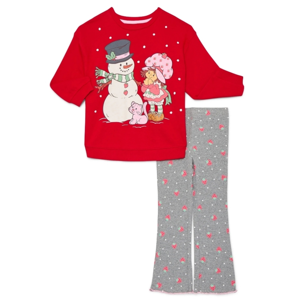 Strawberry Shortcake Cake Graphic Crewneck Sweatshirt And Flare Leggings Set 3T